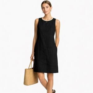 Willi Smith Sleeveless 100% Linen Dress 6 Vintage Minimalist Party Office Career